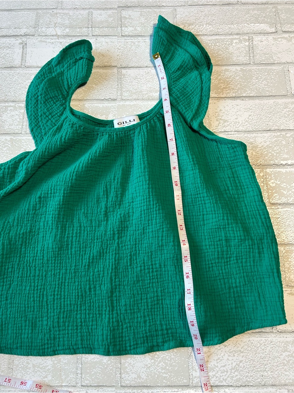 Gilli Emerald Green Ruffle Tank Top - Picture 5 of 5